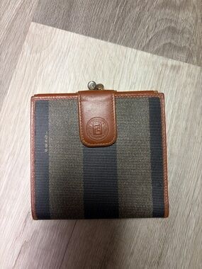 Authentic Fendi Striped Bifold Wallet with Snap Closure